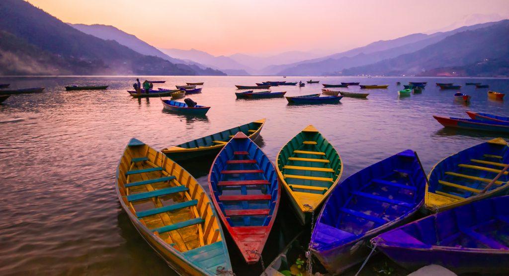 Twilight,With,Boats,On,Phewa,Lake,,Pokhara,,Nepal