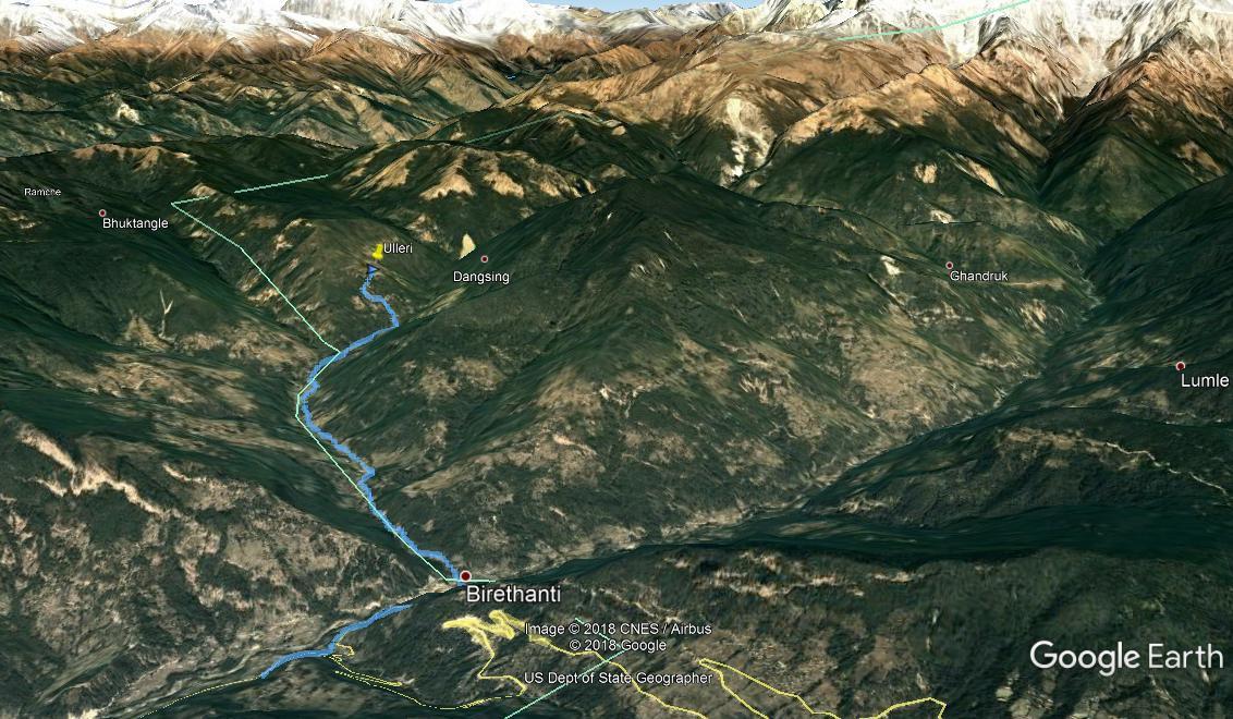 Переход Наяпул - Уллери на Google Earth
