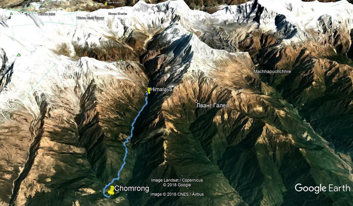 Трек Chomrong — Himalaya на Google Earth