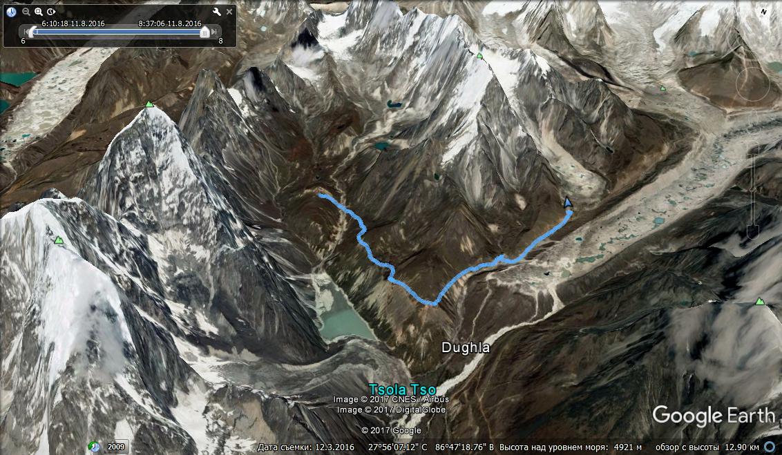Трек Дзонгла — Лобуче на Google Earth.