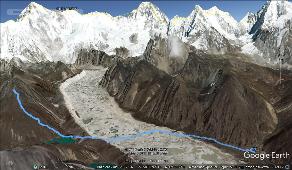Восьмой день трека к Эвересту на Google Earth.