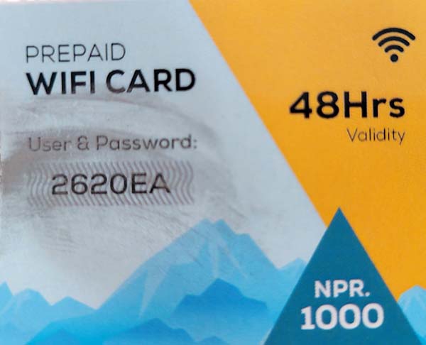 Nepal Air Link - карточки доступа к интернету на треке в базовый лагерь Эвереста