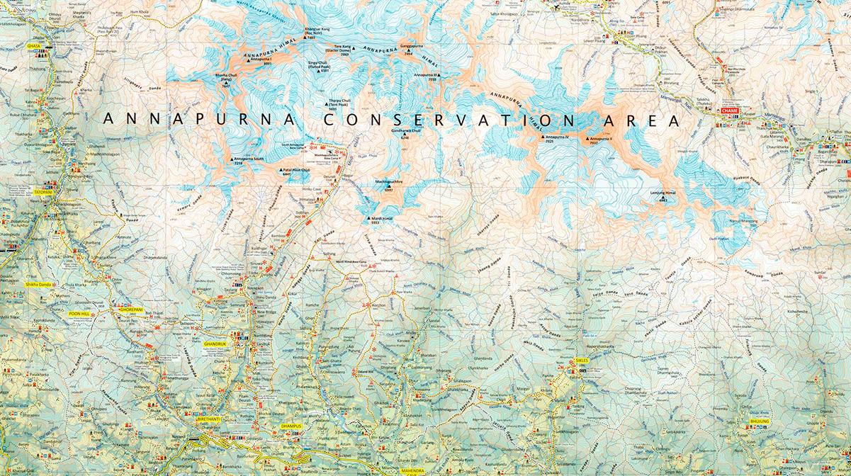 Карта района Аннапурны (трек вокруг Аннапурны и базовый лагерь)