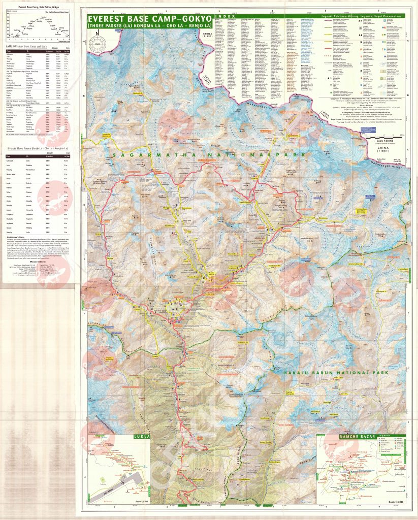 Карта трека в базовый лагерь Эвереста